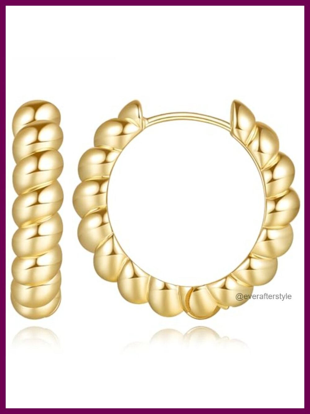 14K Gold Plated Chunky Hoop Earrings Huggie Hinged